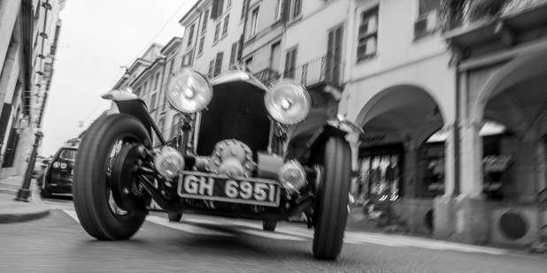 Black and white photo of a heritage model Bentley Blower | Bentley Motors