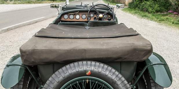 Rear view of a heritage Bentley Blower parked on the road side | Bentley Motors