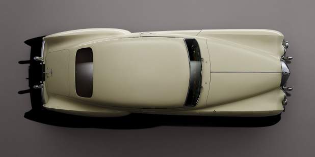 Aerial view of an ivory heritage Bentley R Type Continental | Bentley Motors