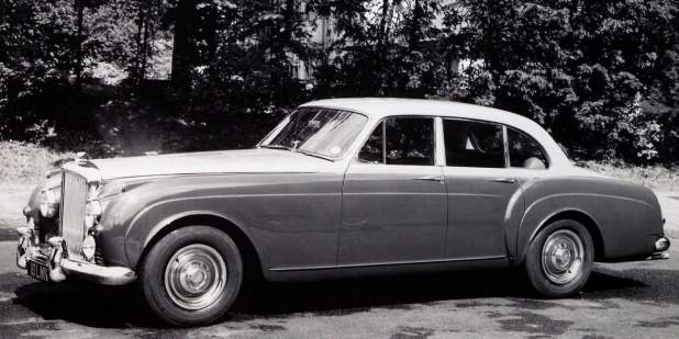 A black and white photo of a heritage Bentley S1 Continental Flying Spur | Bentley Motors